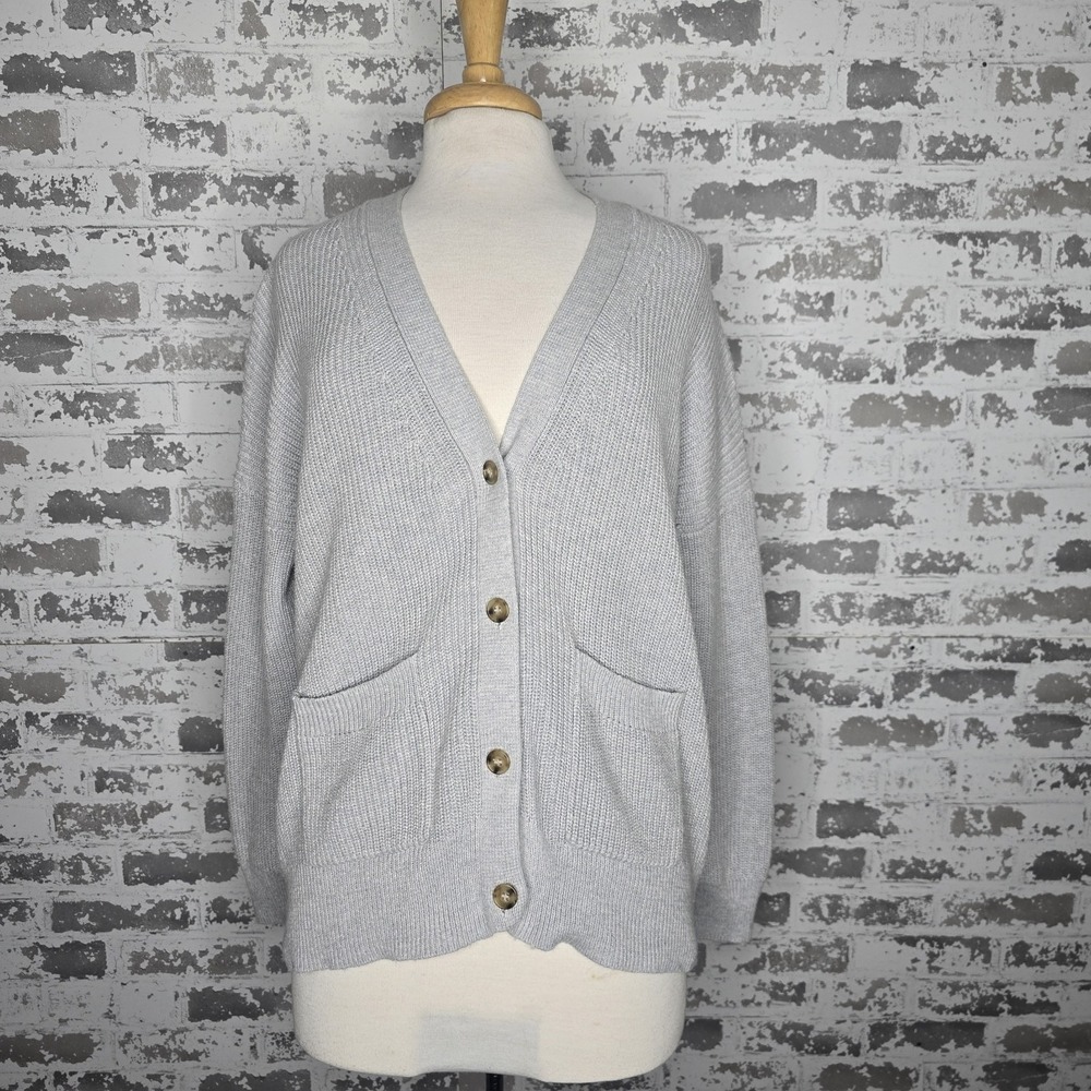 J Crew Sweater Womens XS Oversized Cardigan Cashmere Cotton Ribbed Long Sleeve